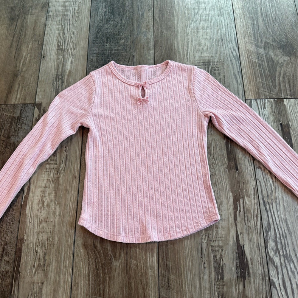 Abercrombie Kids Pink Ribbed Long Sleeve Top